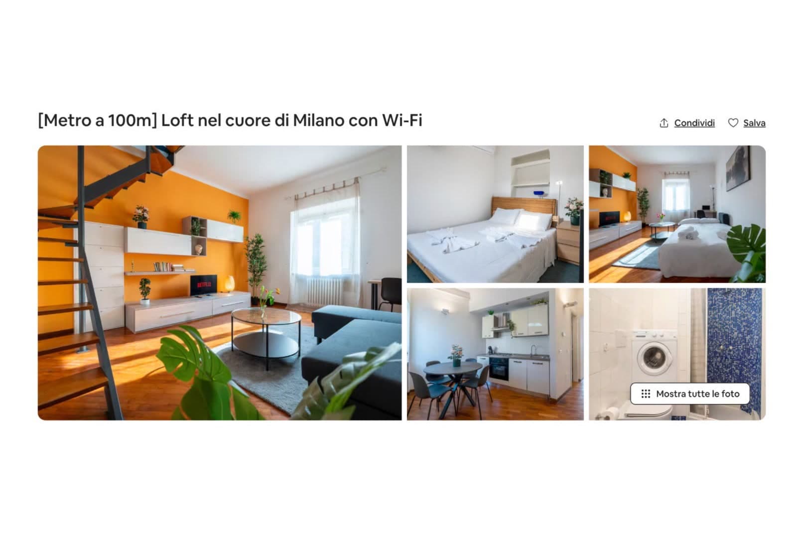Lo stesso loft con le foto professionali e il nuovo annuncio curato da Solace